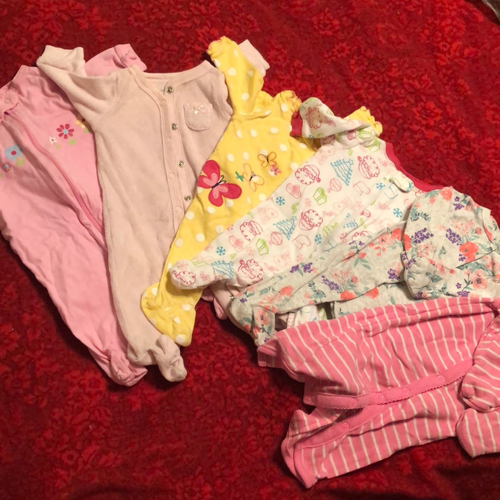 6pc Newborn girls sleepers